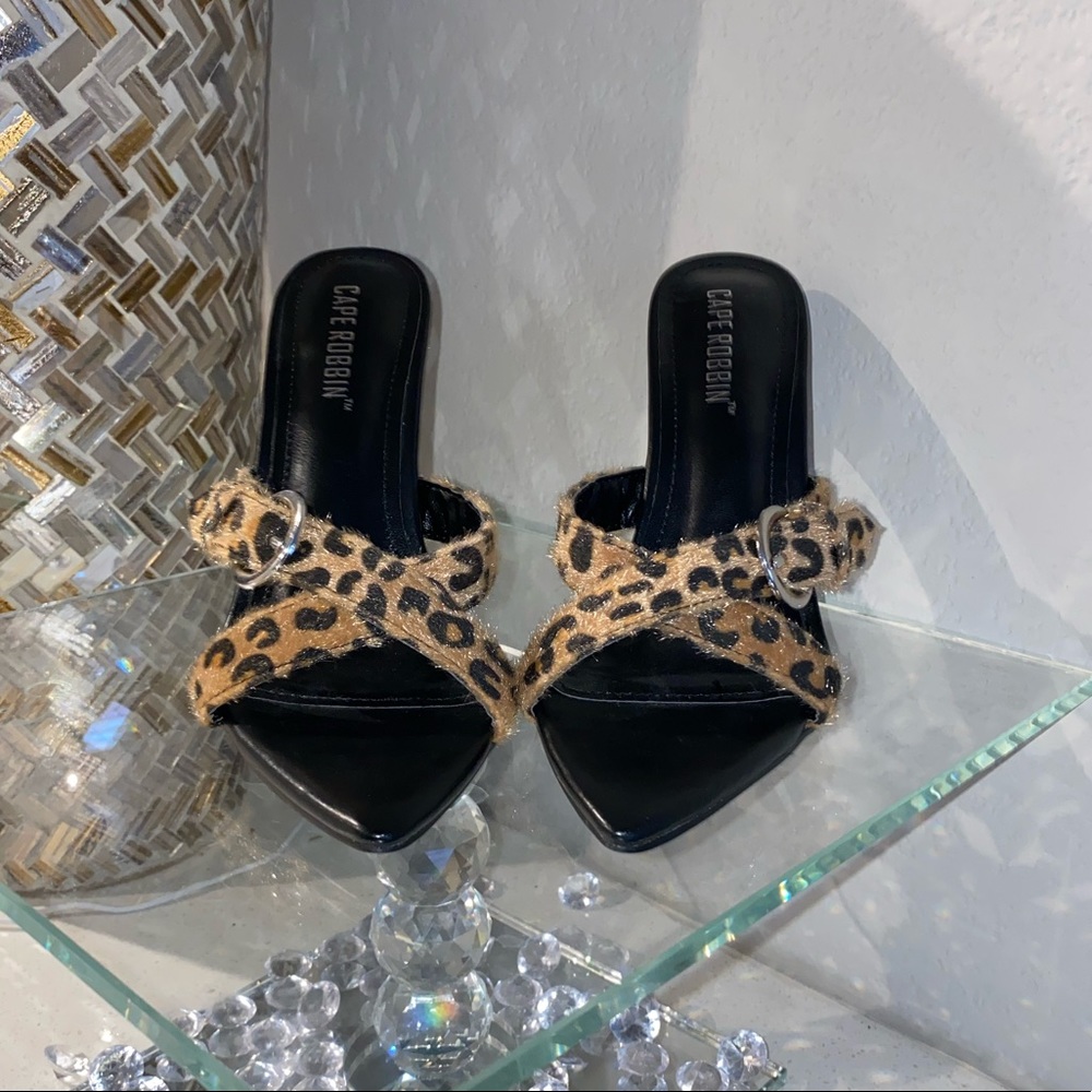 Cape Robbin leopard fur print heels